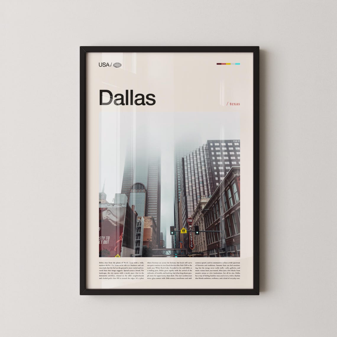Dallas Texas Downtown Skyscrapers Modern Editorial Photography Poster