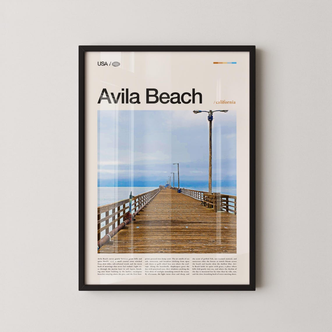 Avila Beach California Wooden Pier Over Ocean Waves Travel Poster