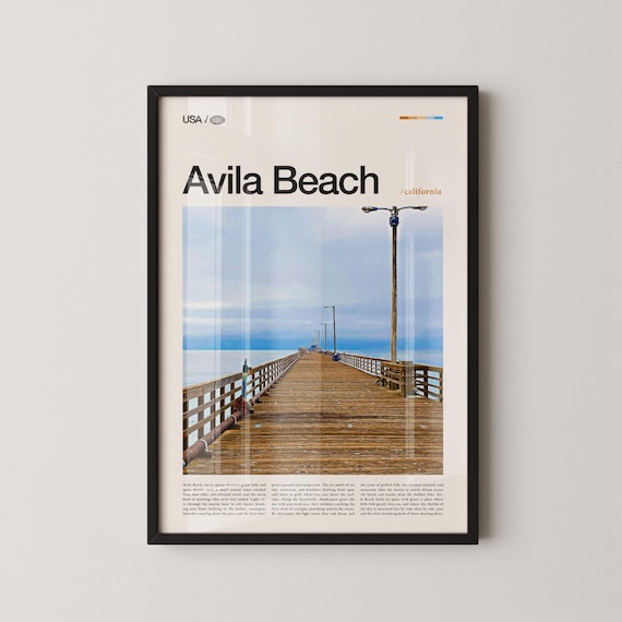 Avila Beach California Wooden Pier Over Ocean Waves Travel Poster