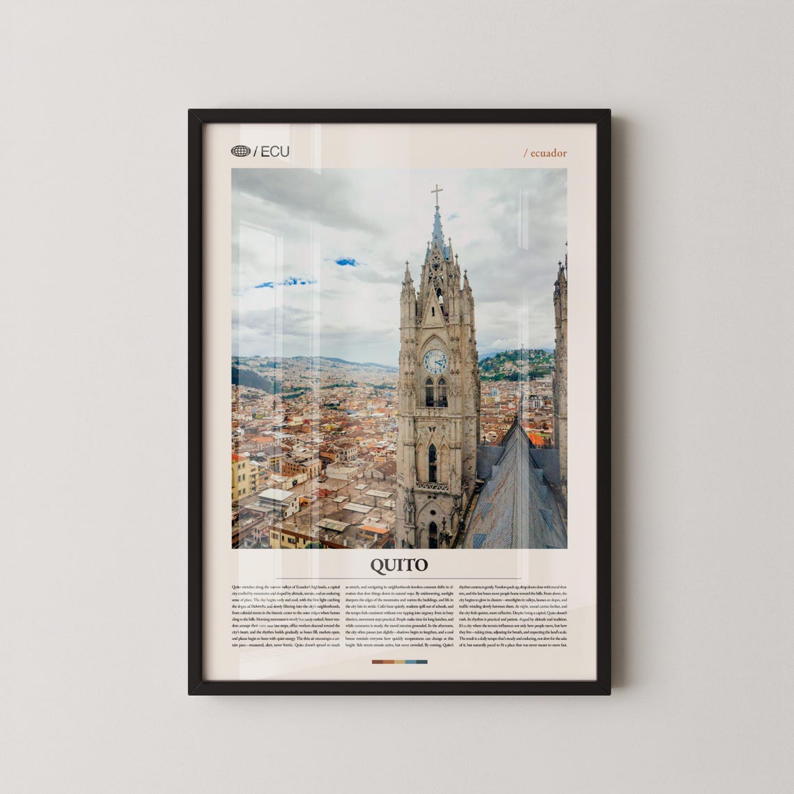 Quito Ecuador Basilica Tower Andean Cityscape Travel Photo Poster