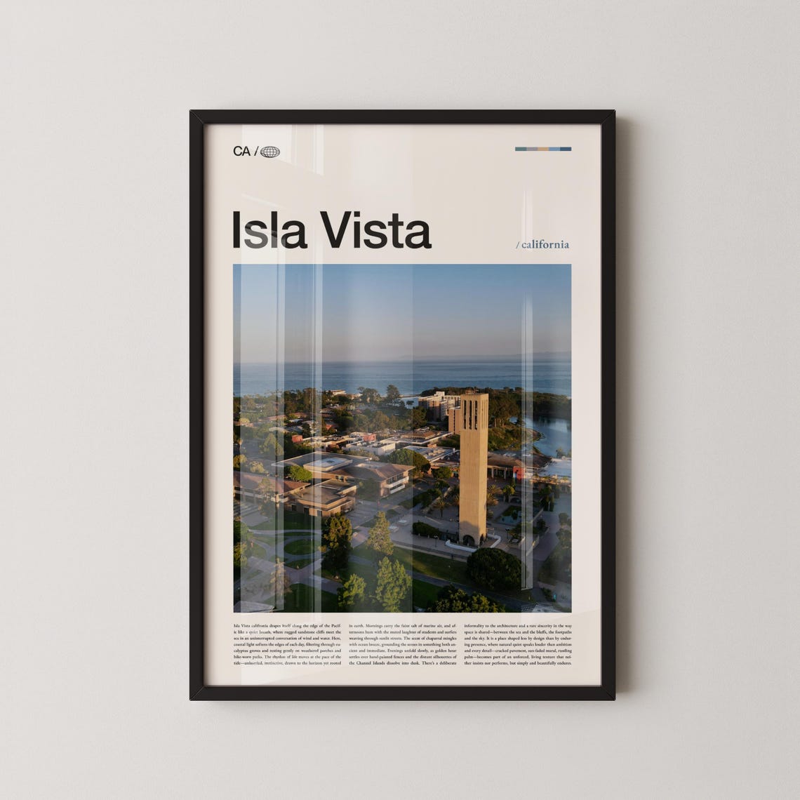 Isla Vista California Dusk Aerial Campus Ocean Sunset View Poster