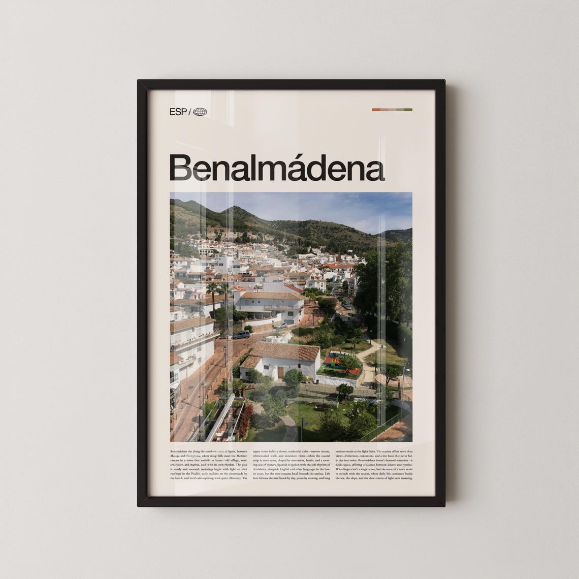 Benalmadena Spain White Village Hillside Travel Photography Poster