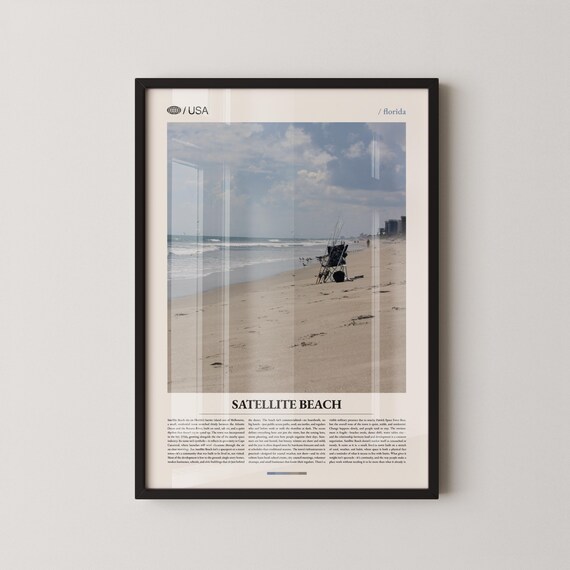 Satellite Beach Florida Sandy Shore Atlantic Ocean Travel Poster
