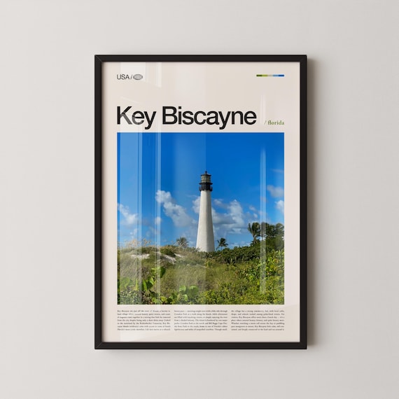 Key Biscayne Florida Historic Lighthouse Photo Travel Art Poster