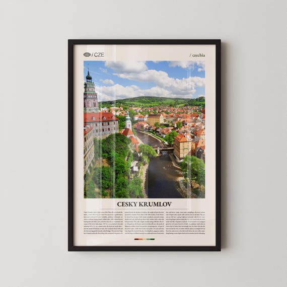 Cesky Krumlov Czechia Wall Art Historic Townscape Print Poster Scenic Vltava River Photography European Heritage Decor