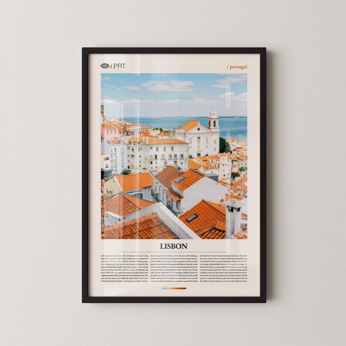 Lisbon Portugal Terracotta Rooftops Coastal Travel Poster European Decor