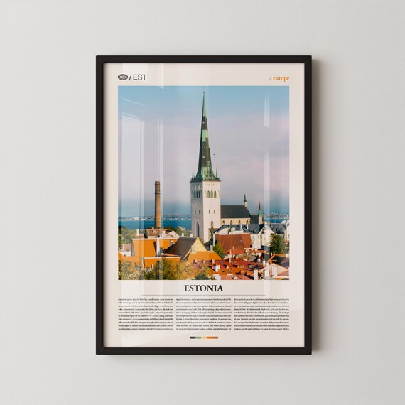Estonia Tallinn Old Town Church Medieval Cityscape Travel Poster
