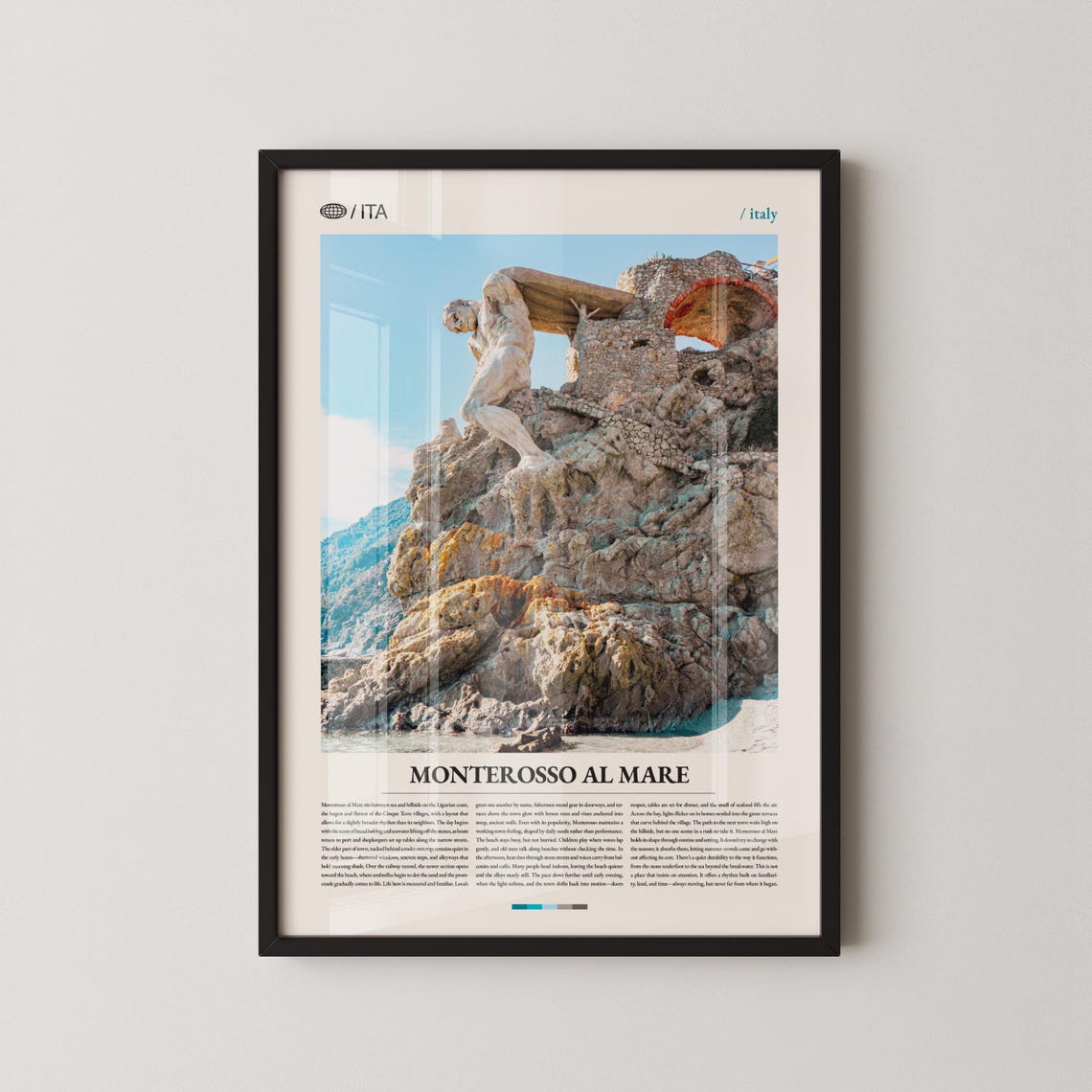 Monterosso Al Mare Italy Giant Statue On The Cliffs Photo Poster