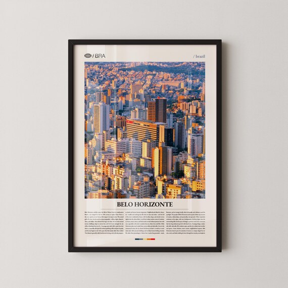Belo Horizonte Brazil Poster Golden Sunset Cityscape Urban Skyline