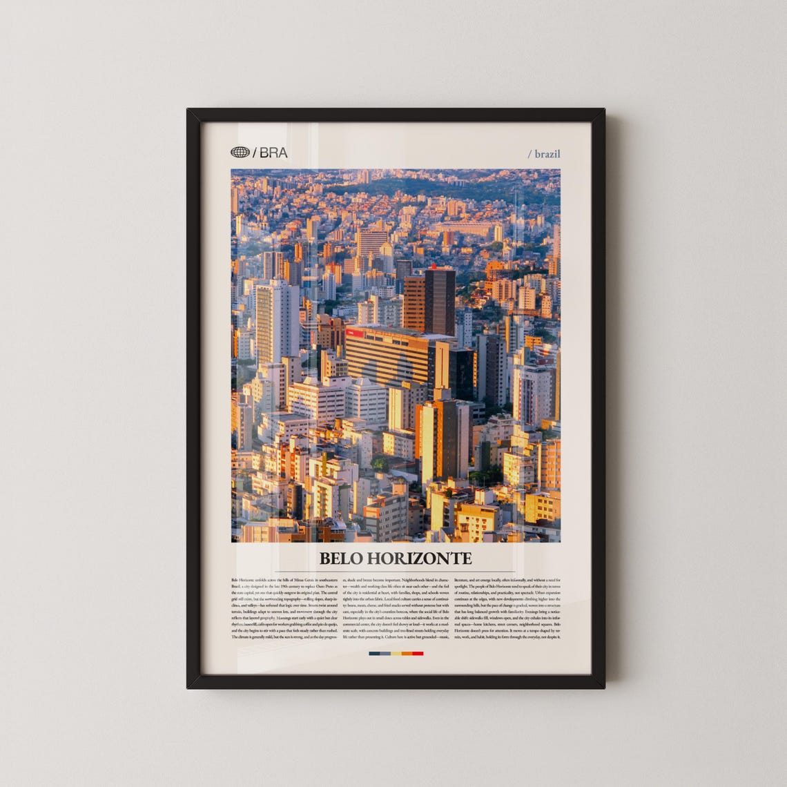 Belo Horizonte Brazil Poster Golden Sunset Cityscape Urban Skyline