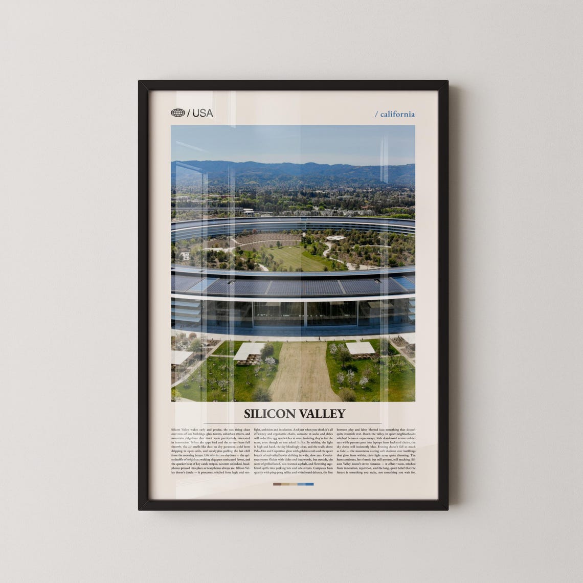 Silicon Valley California Apple Park Campus Modern Travel Poster