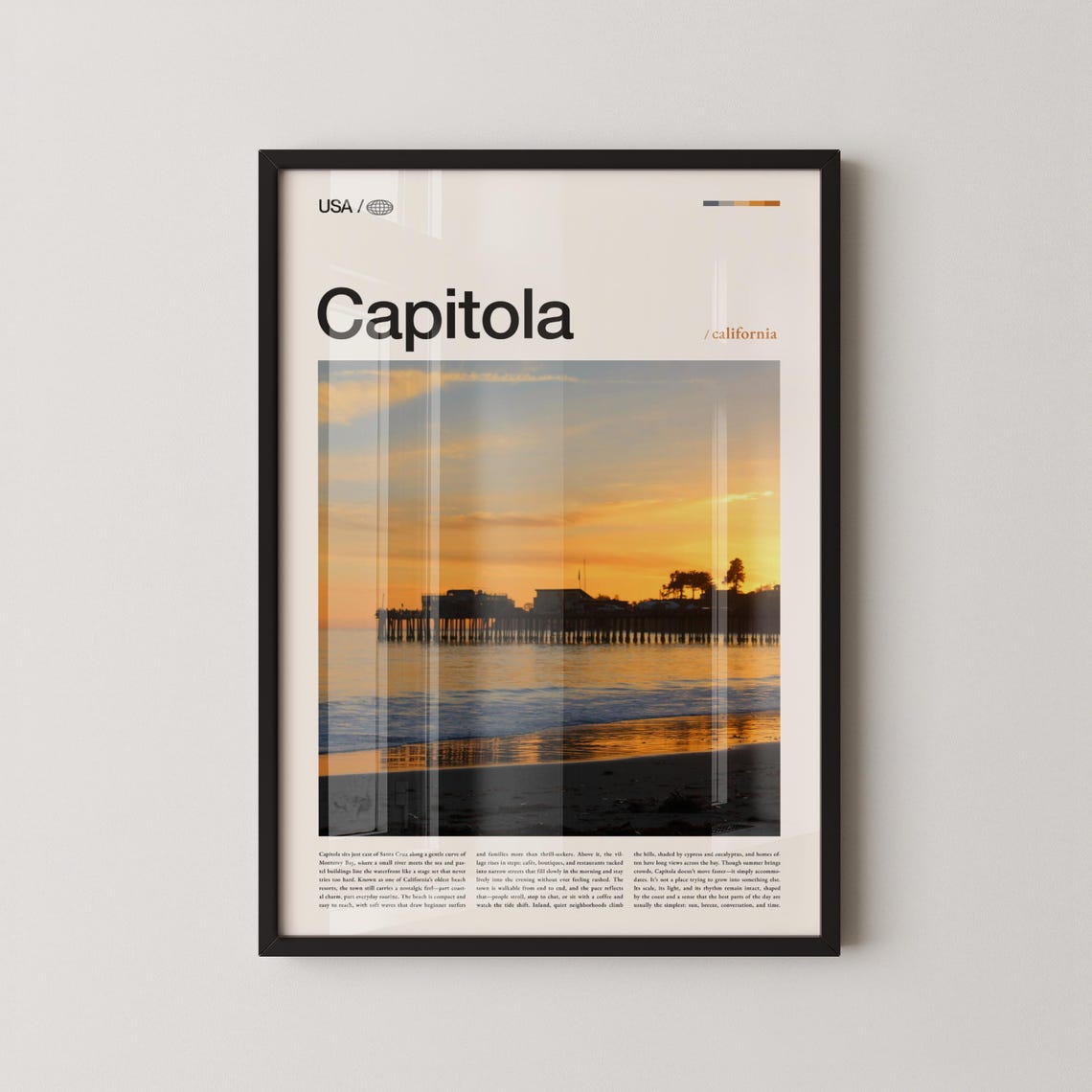 Capitola California Sunset Wharf Beach Photo Editorial Travel Poster