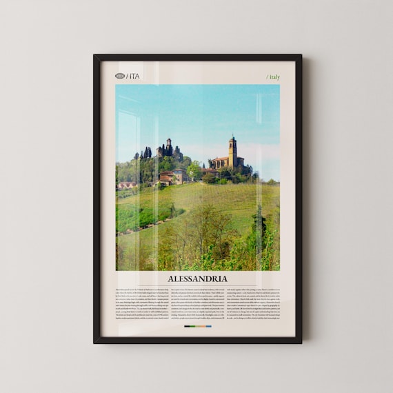 Alessandria Italy Vintage Travel Photo Poster of Green Hills Town