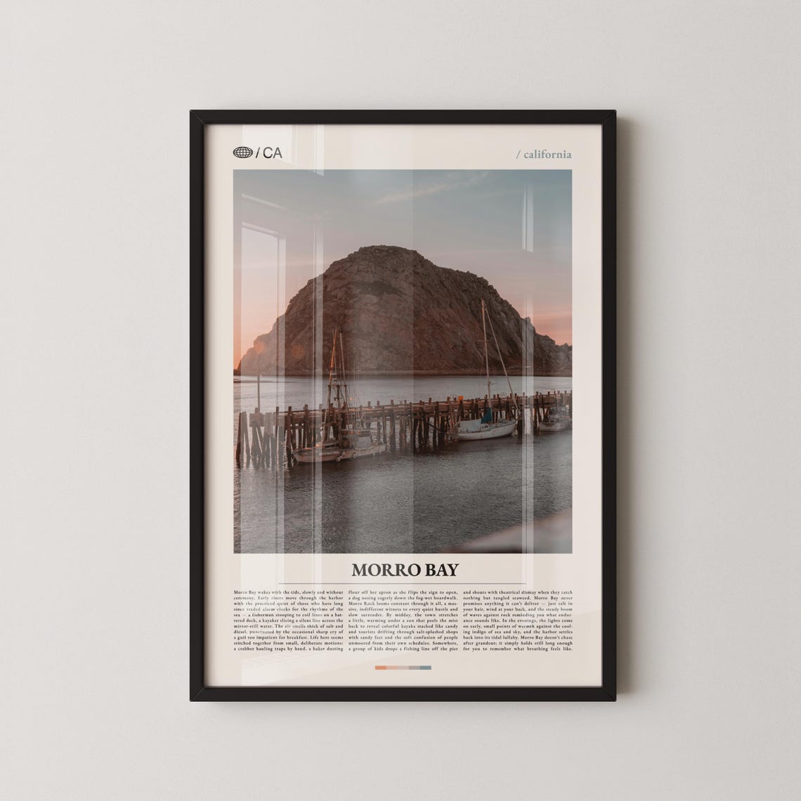 Morro Bay Sunset Pier Editorial California Coast Travel Poster