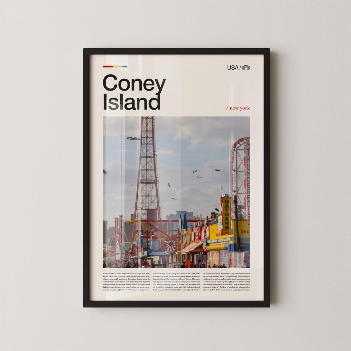 Coney Island New York Boardwalk Amusement Park Travel Poster