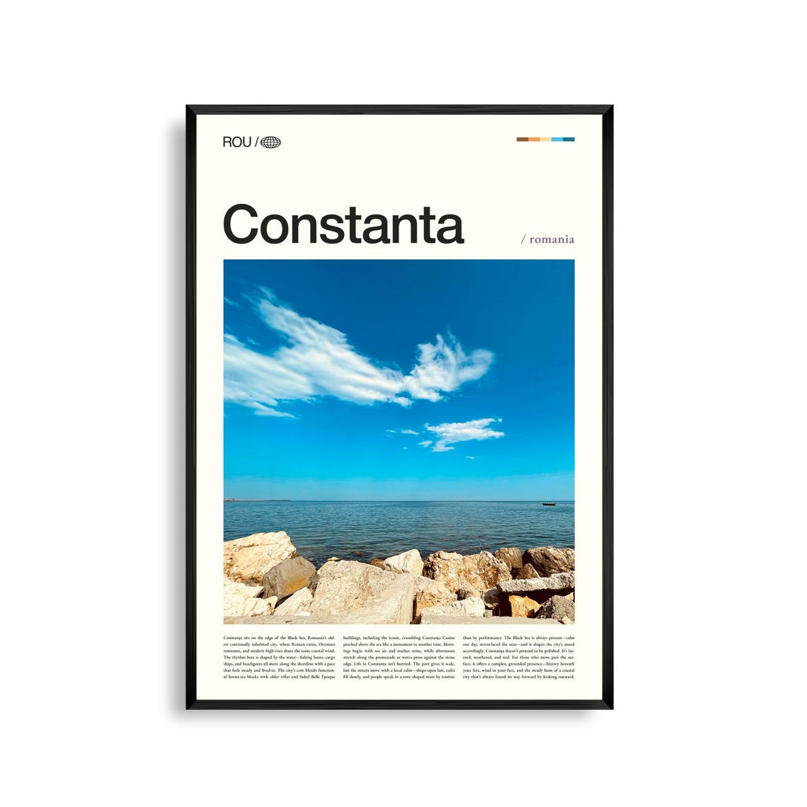 Constanta Romania Black Sea Rocky Coastline Sunny Travel Poster