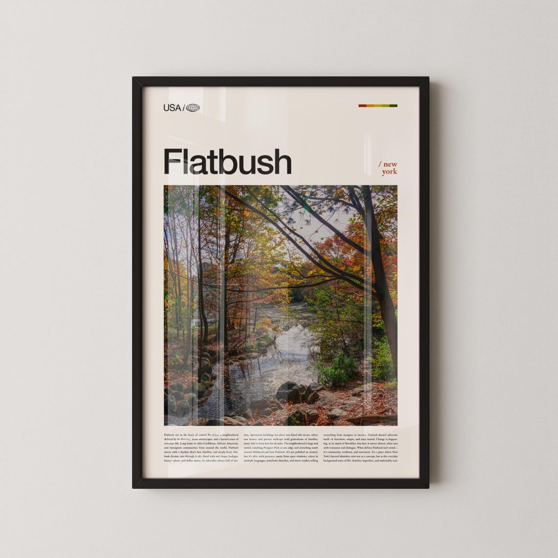 Flatbush New York Autumn Forest Stream Scenic Photo Travel Poster