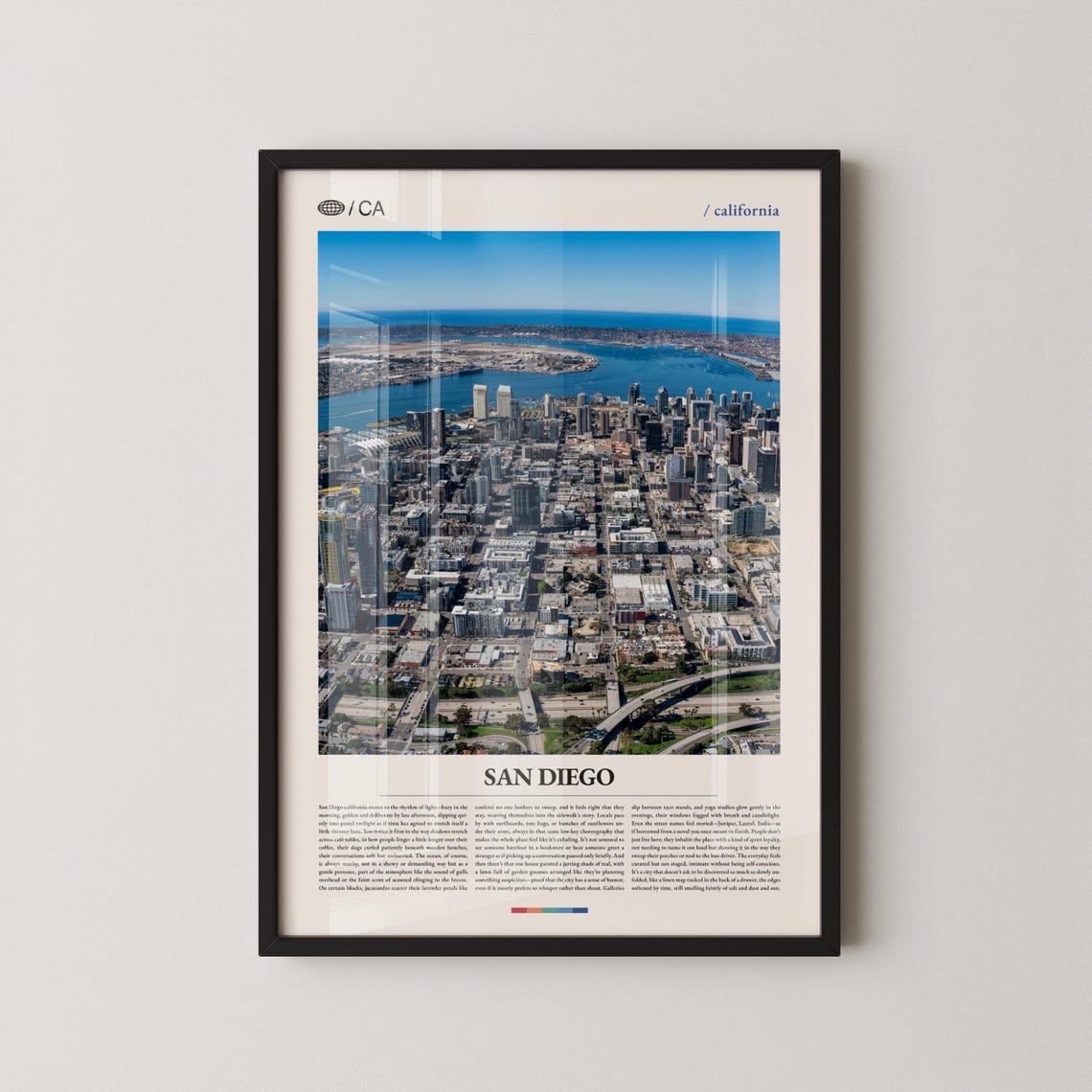 San Diego Downtown Aerial Bay View Editorial California Travel Poster