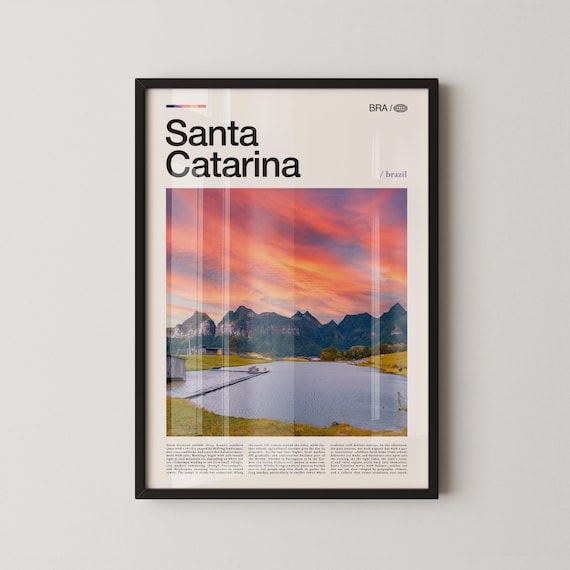 Santa Catarina Brazil Sunset Coastline Landscape Photography Poster