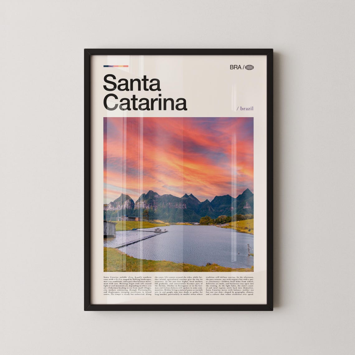 Santa Catarina Brazil Sunset Coastline Landscape Photography Poster
