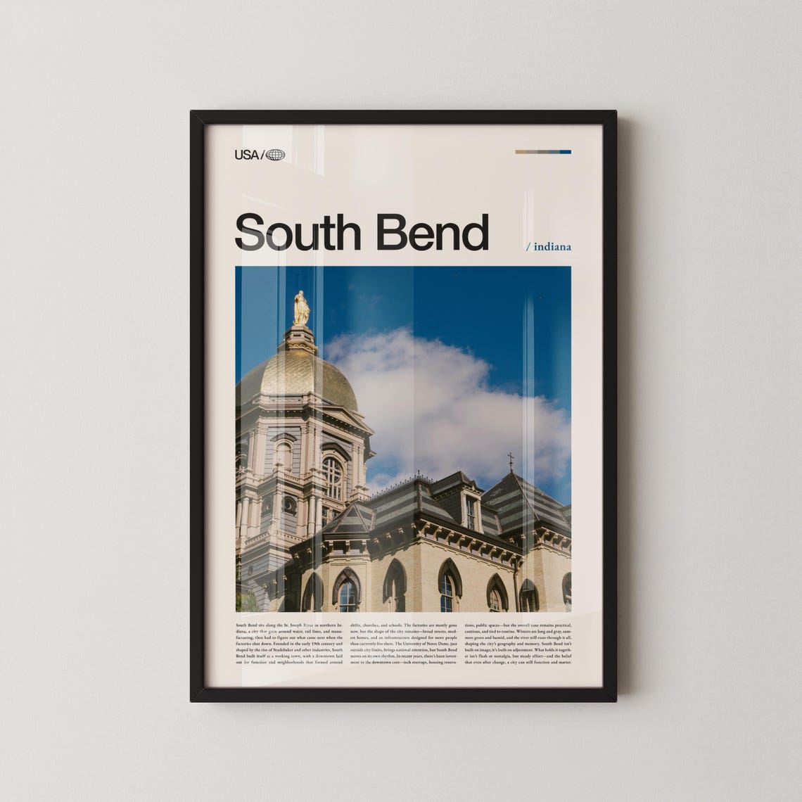 South Bend Indiana Golden Dome Historic City Photography Poster