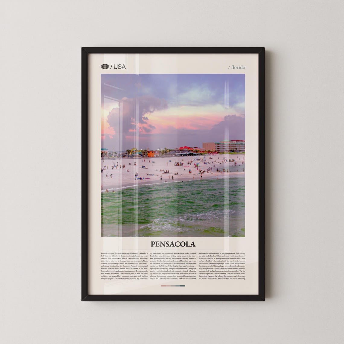 Pensacola Florida Sunset Beach Coastal Photography Travel Poster