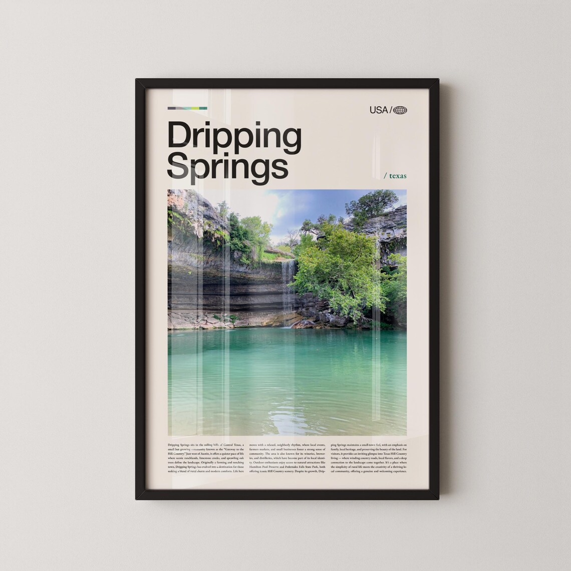 Dripping Springs Texas Travel Poster, Rustic Landscape