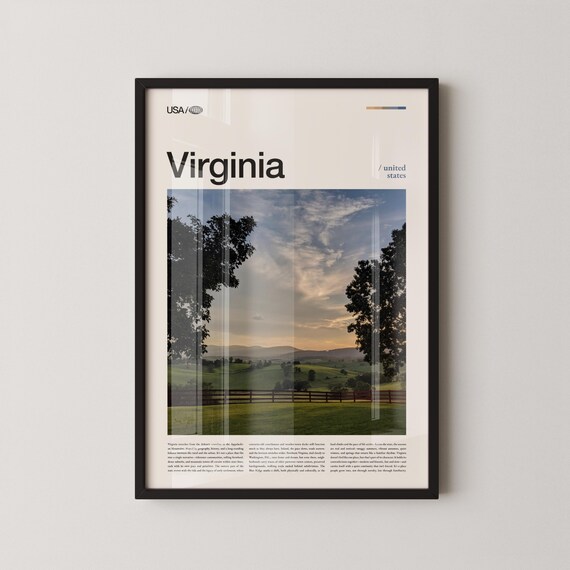 Virginia Countryside Pasture Fence Sunset Landscape Photo Poster