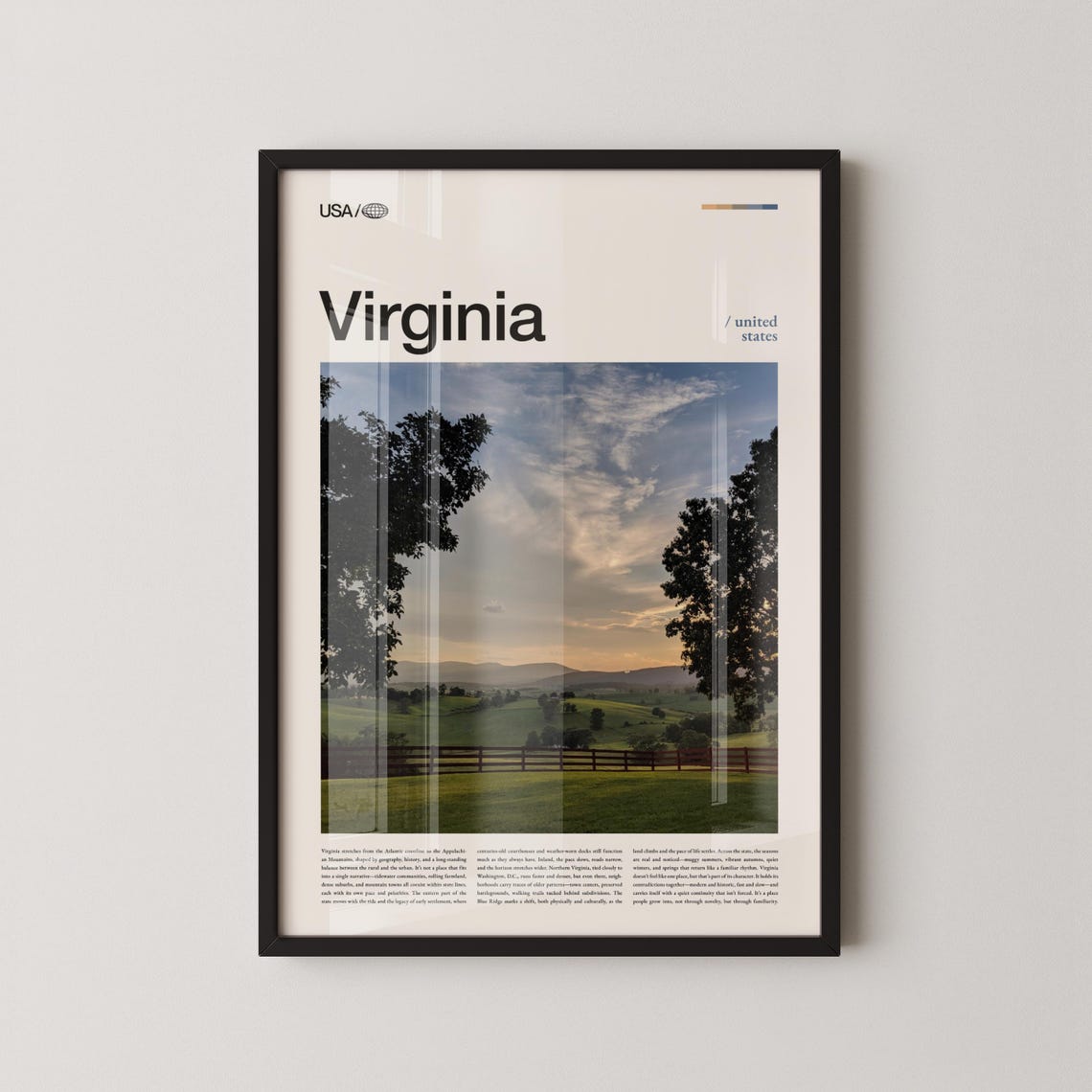Virginia Countryside Pasture Fence Sunset Landscape Photo Poster