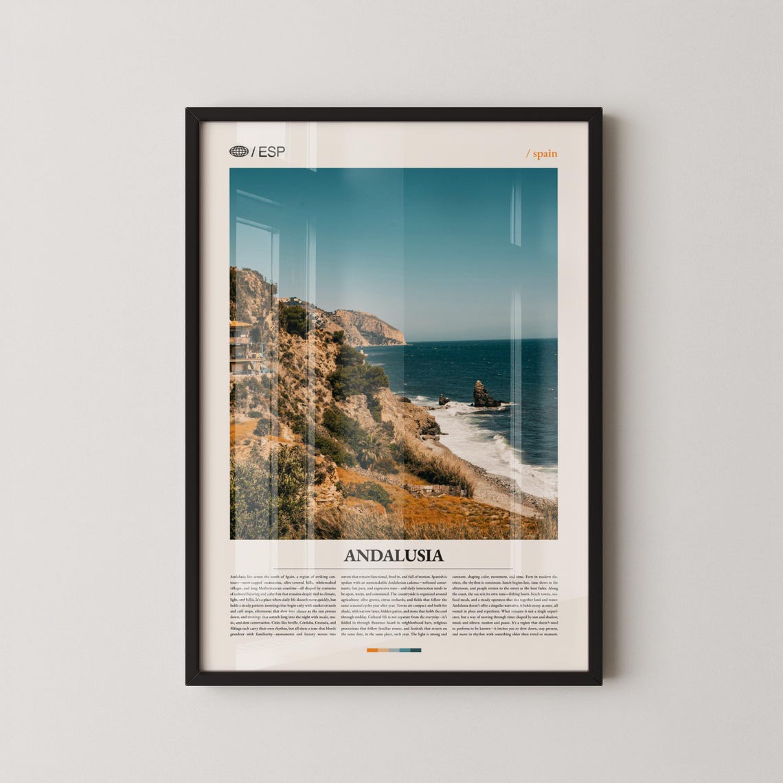 Andalusia Spain Rocky Coastline Editorial Travel Photography Poster