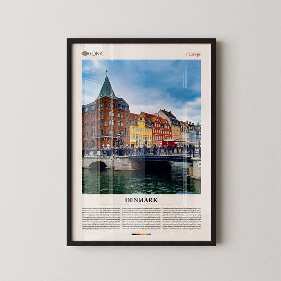 Denmark Copenhagen Nyhavn Harbor Colorful Houses Photo Travel Poster