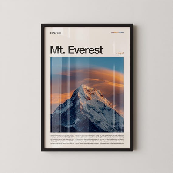 Mount Everest Wall Art Majestic Himalayan Landscape Print Poster Scenic Mountain Photography Nature Decor