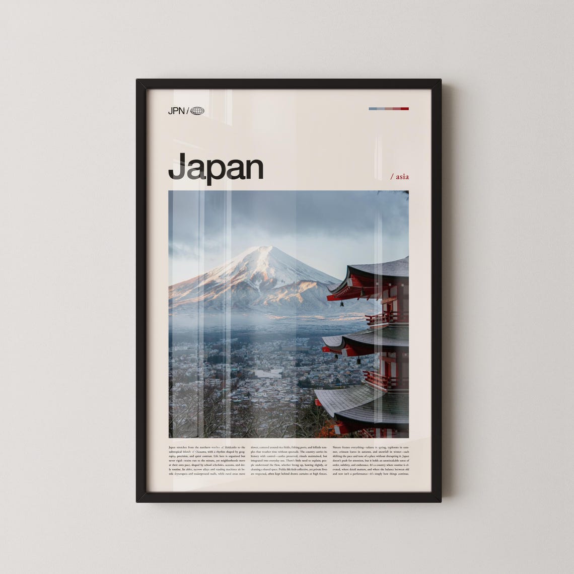 Japan Mount Fuji Red Chureito Pagoda View Asia Travel Poster