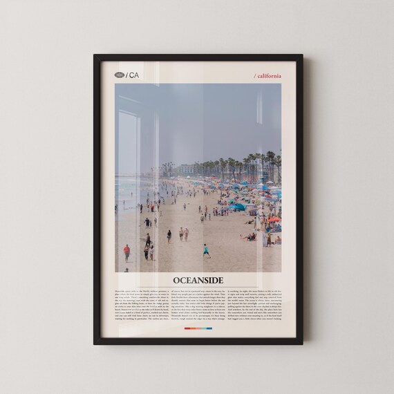 Oceanside California Crowded Beach Editorial Travel Photo Poster