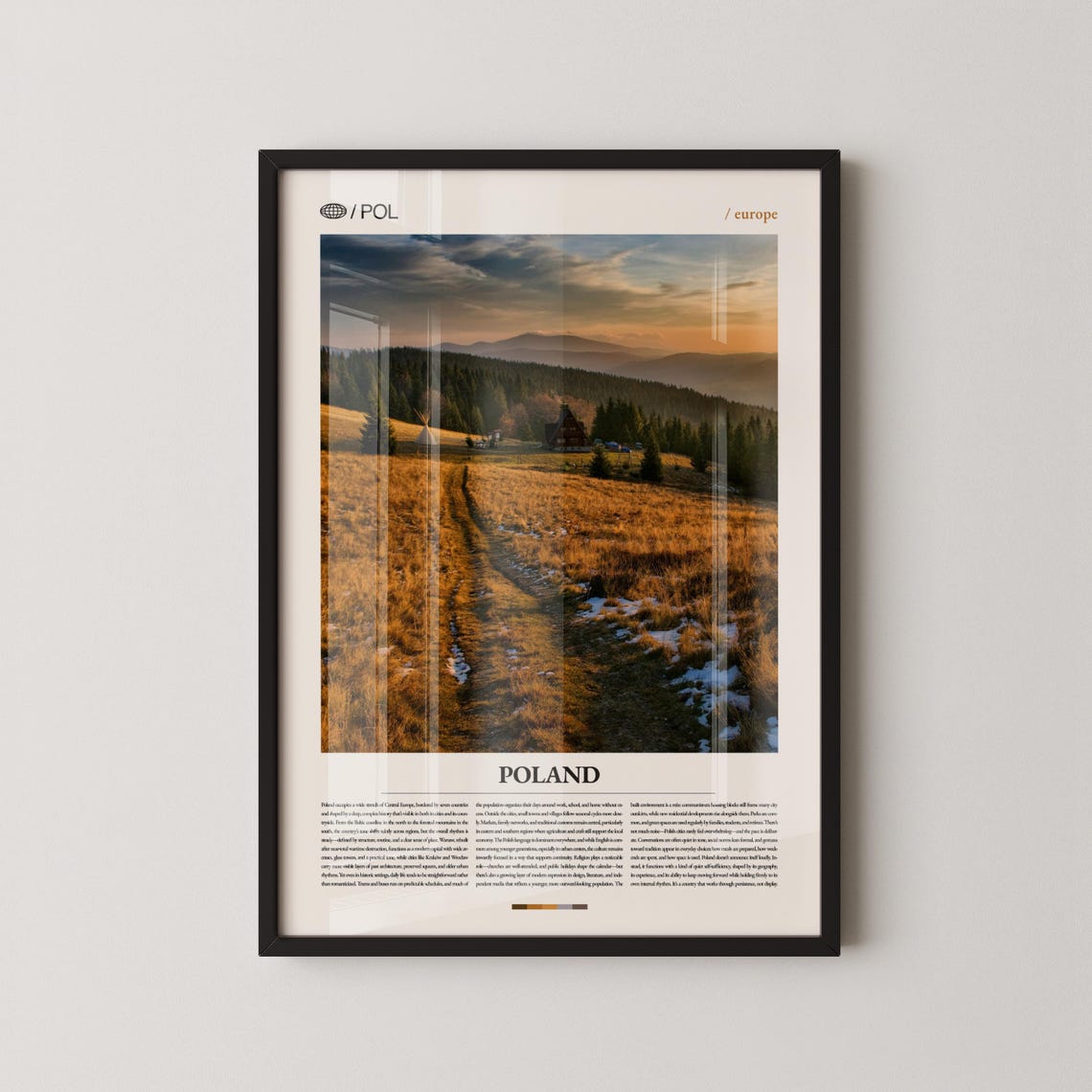 Poland Mountain Meadow Sunset Cabin Photo Landscape Travel Poster