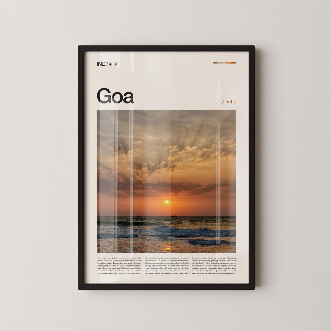 Goa India Ocean Sunset Waves Coastal Photography Travel Poster