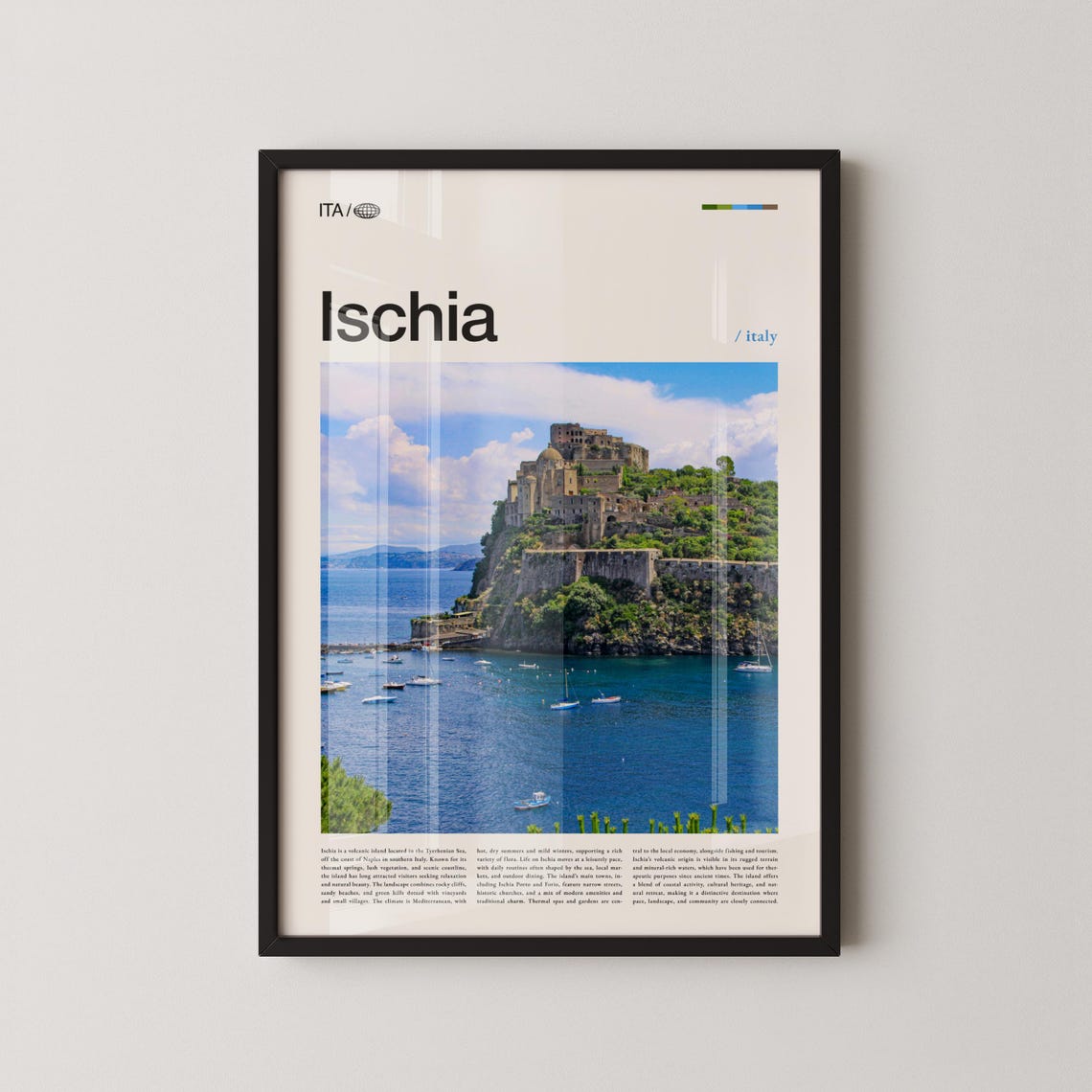 Ischia Italy Island Poster Aragonese Castle Above the Turquoise Bay