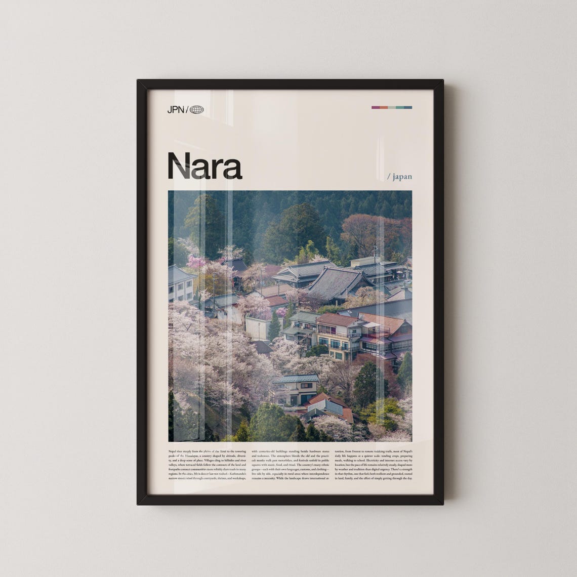 Nara Japan Cherry Blossom Temple Town Spring Season Travel Poster
