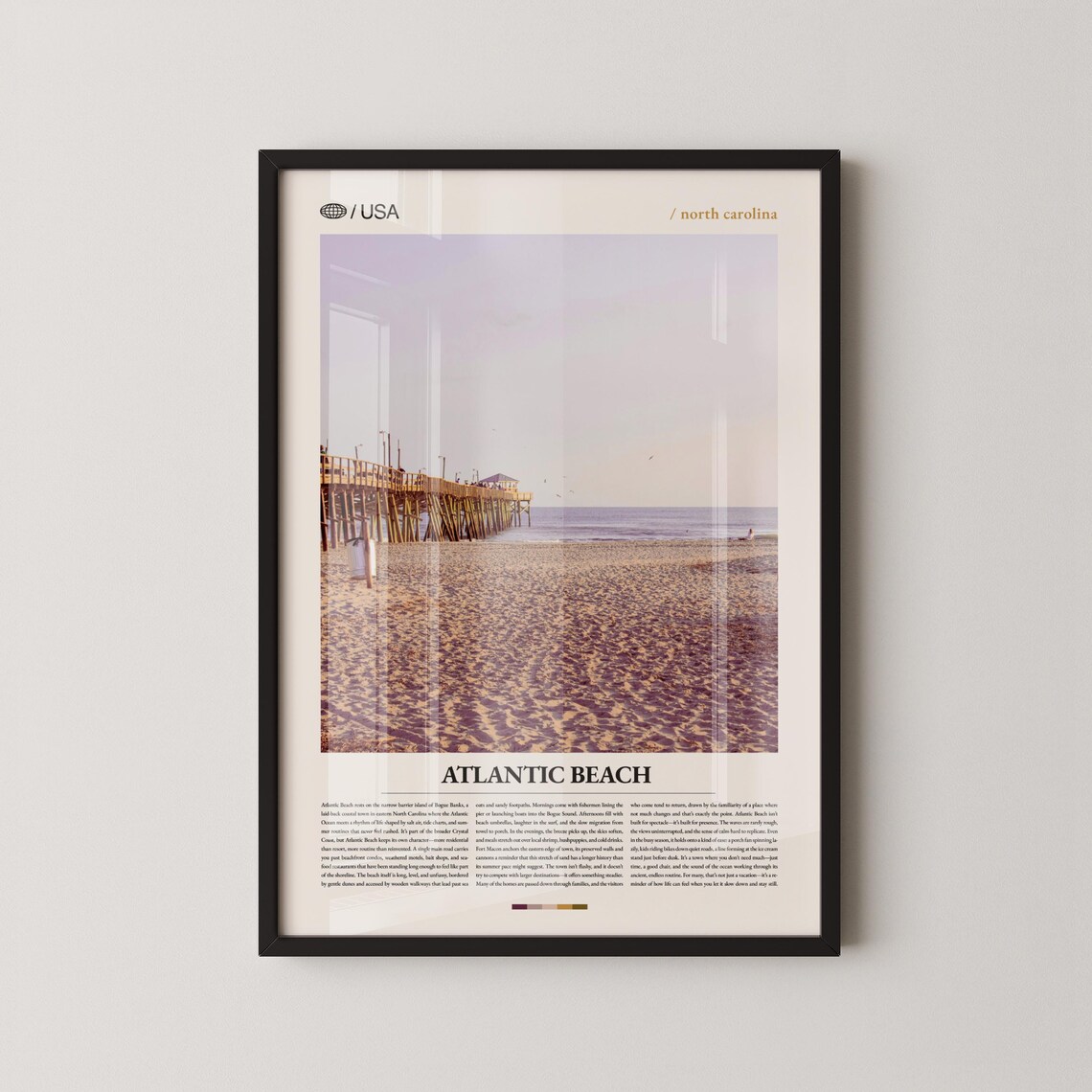 Atlantic Beach North Carolina Wooden Pier At Sunset Travel Poster