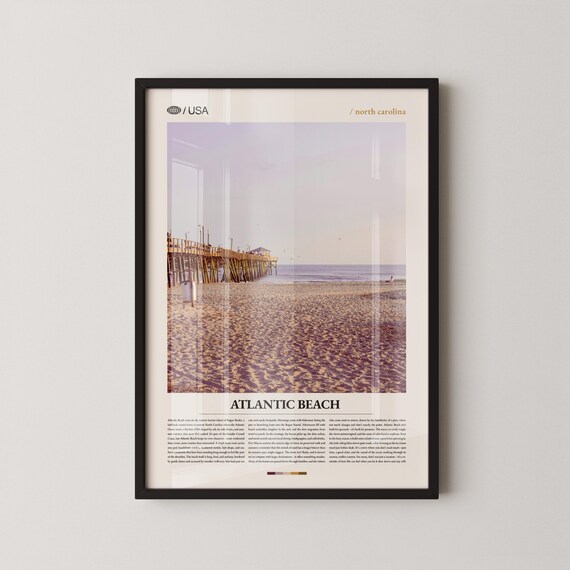 Atlantic Beach North Carolina Wooden Pier At Sunset Travel Poster