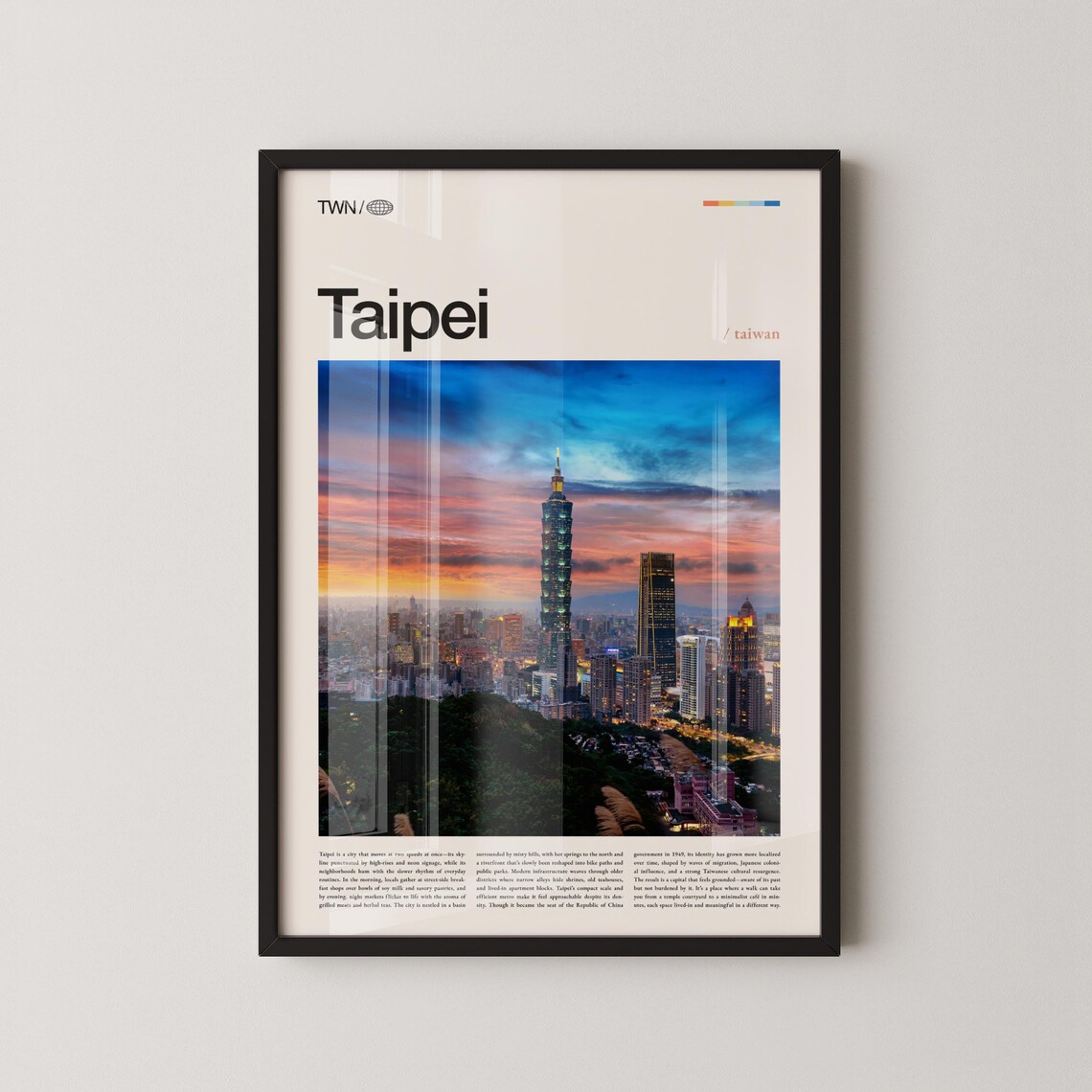 Taipei Taiwan City Skyline Taipei 101 Pink Purple Sunset Poster