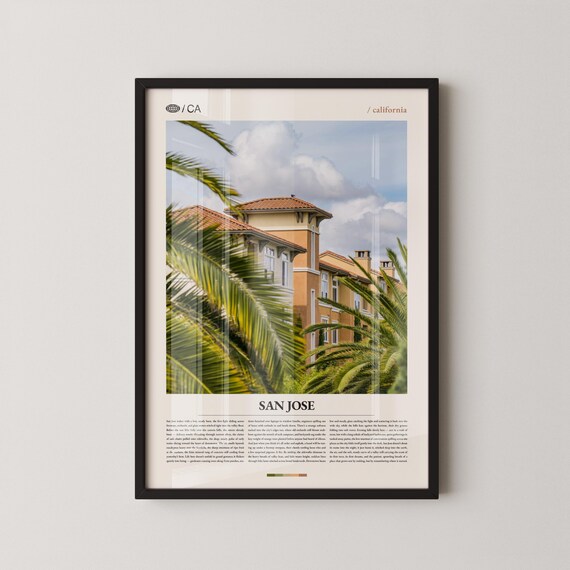 San Jose California Mediterranean Villa Palms Photo Travel Poster