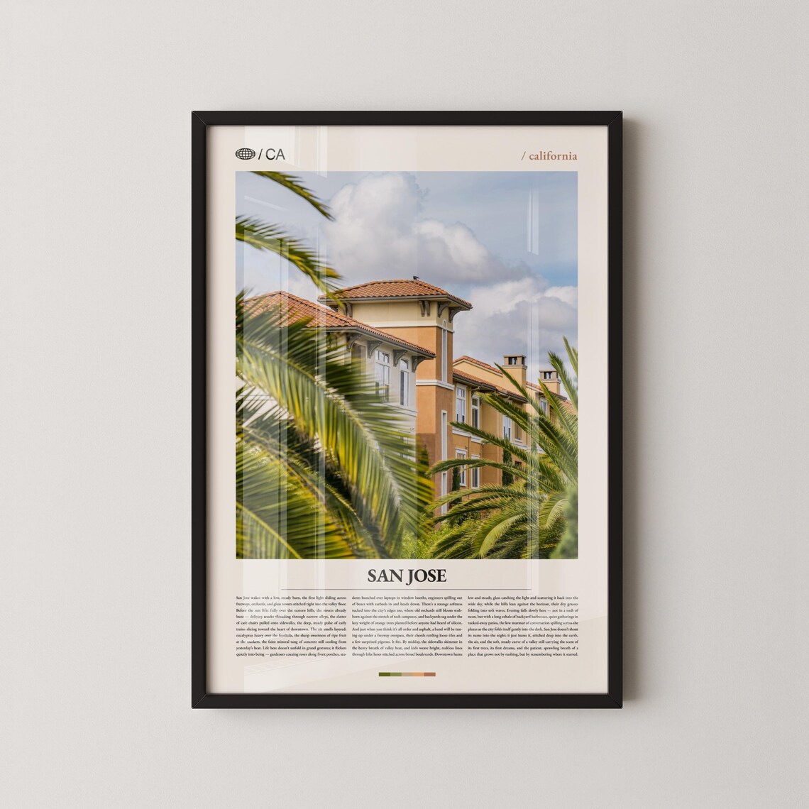 San Jose California Mediterranean Villa Palms Photo Travel Poster