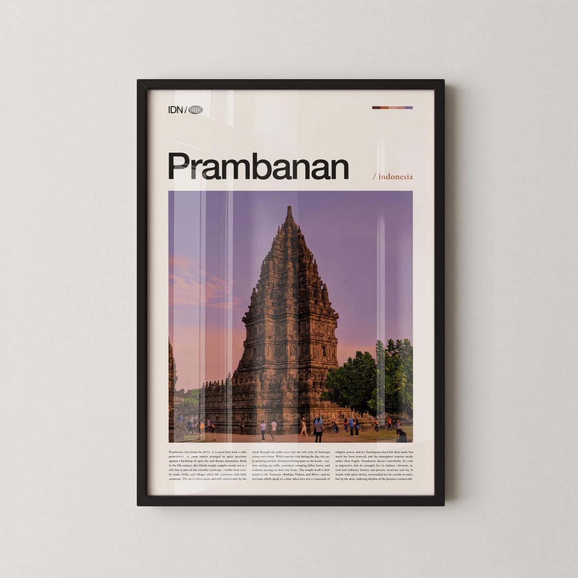 Prambanan Indonesia Ancient Hindu Temple Purple Sunset Poster