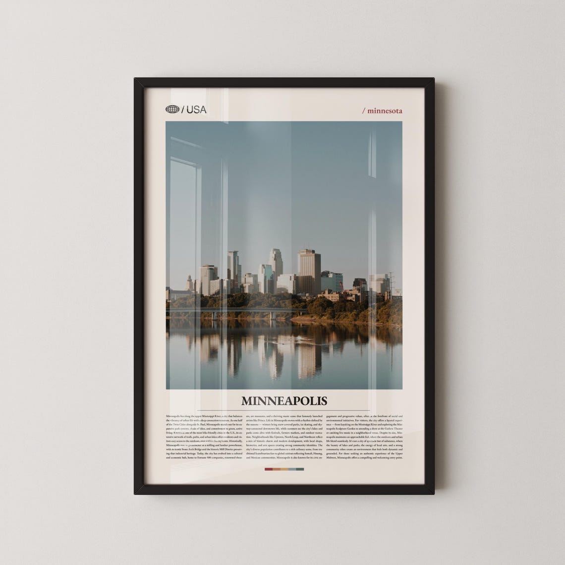 Minneapolis Skyline Over Mississippi River Reflection Photo Poster