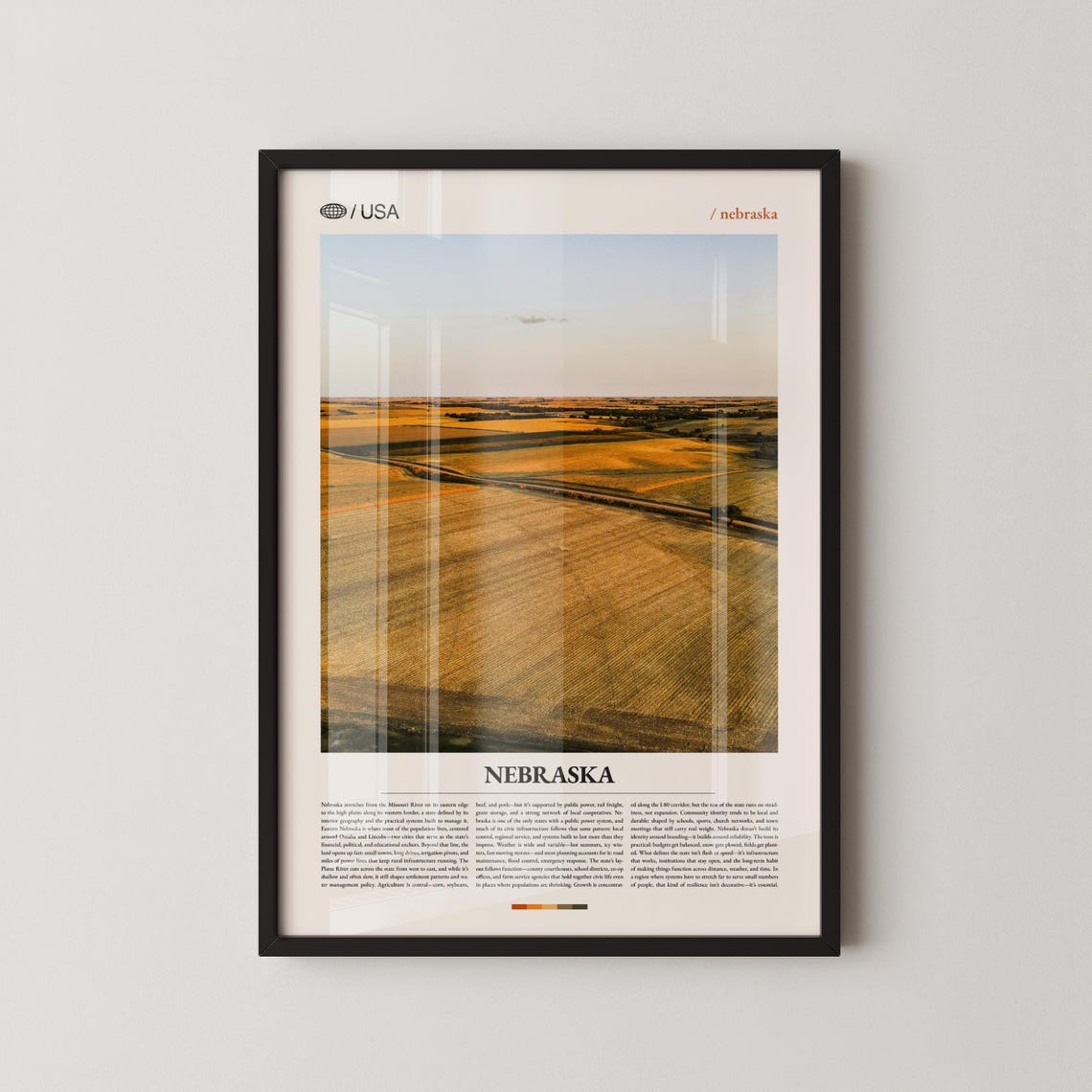 Nebraska Great Plains Rolling Fields at Sunset Aerial Poster