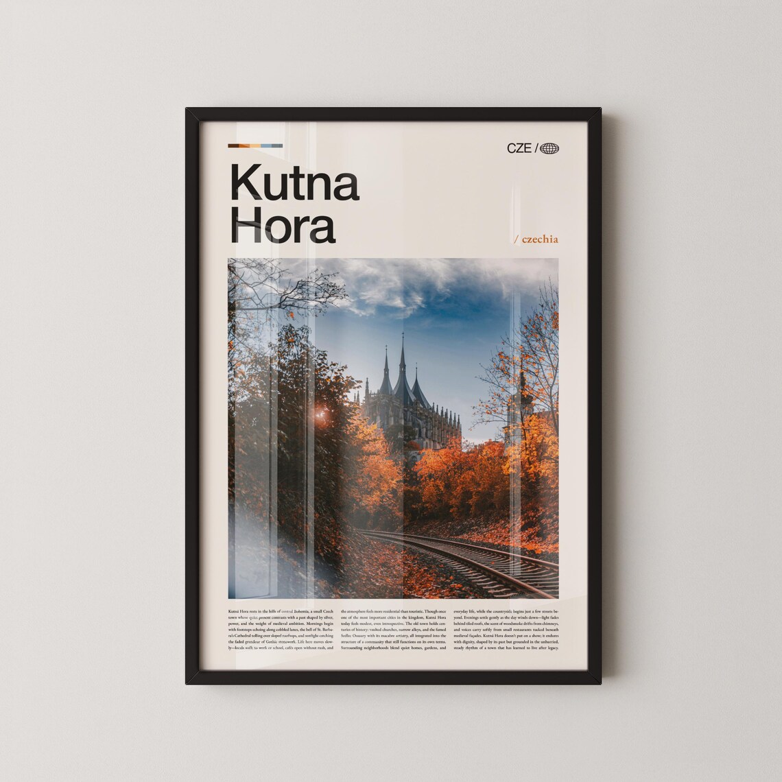 Kutna Hora Czechia Autumn Cathedral Railway Vintage Travel Poster