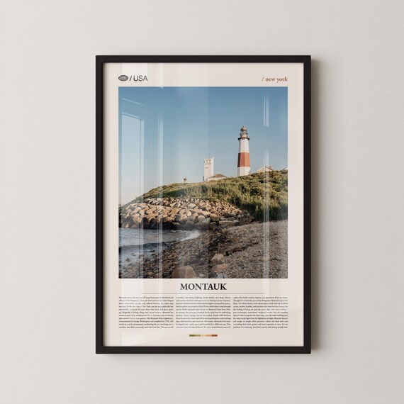 Montauk Lighthouse Grassy Bluff Long Island Scenic Photo Poster
