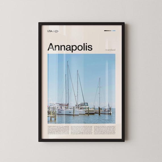 Annapolis Maryland Sailboat Marina Minimalist Travel Photo Poster
