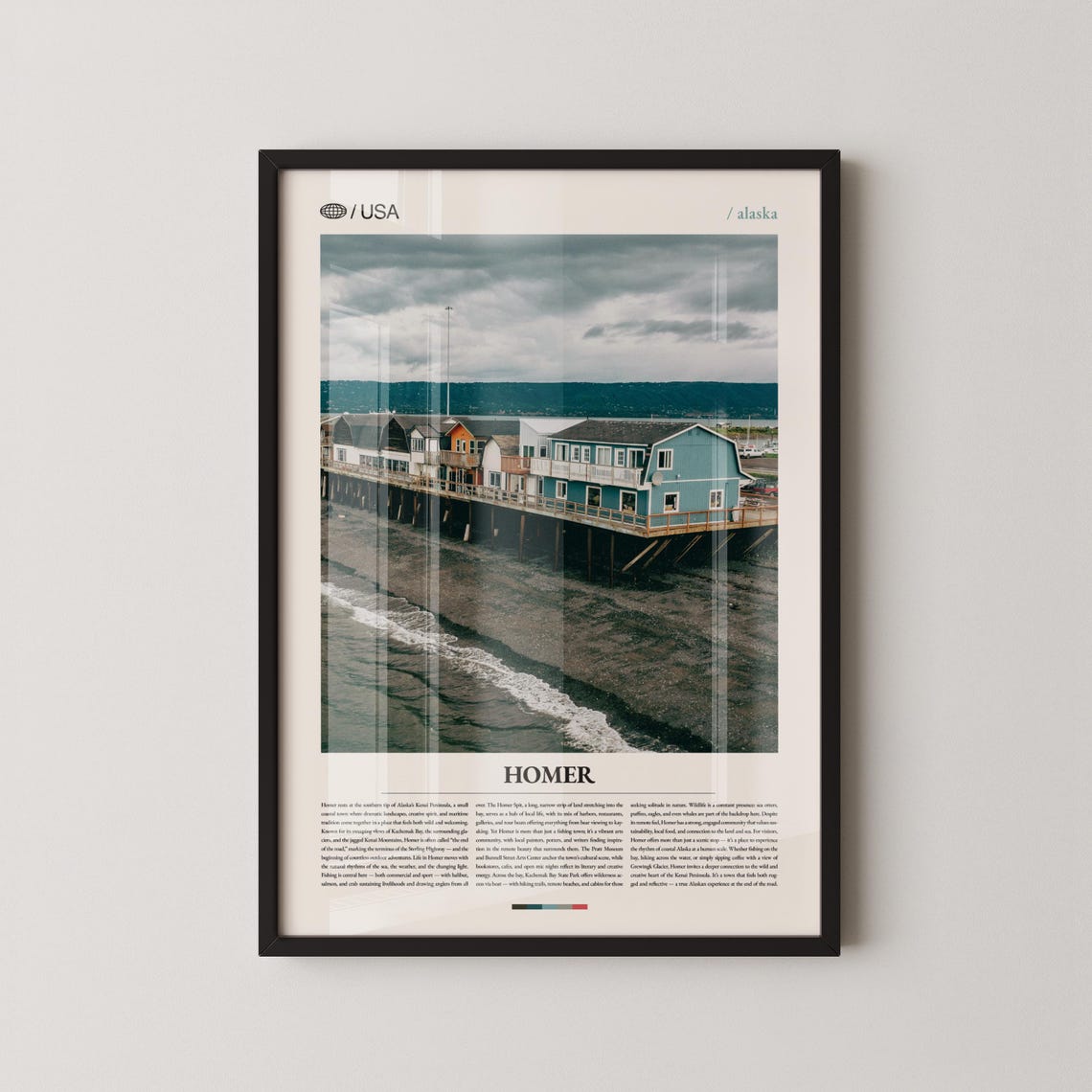Homer Alaska Spit Waterfront Coastal Town Modern Travel Poster